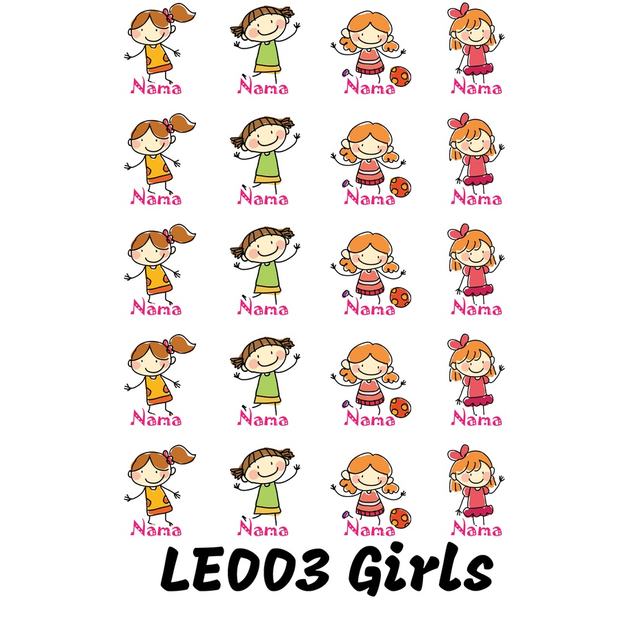 

Sticker Nama Cutting Label Waterproof Tahan Air Girls Play 03 (LE003)