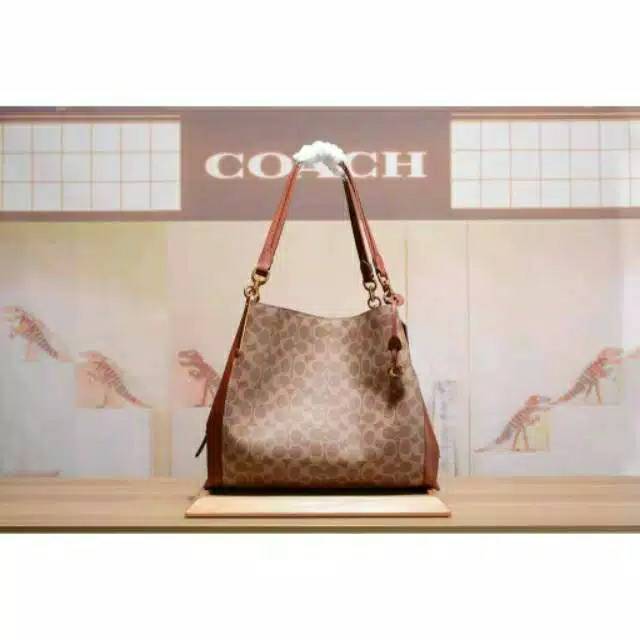 COACH DALTON 31 IN SIGNATURE CANVAS BAG TAS ORI ORIGINAL AUTHENTIC SHOULDER SLING LEATHER TOTE