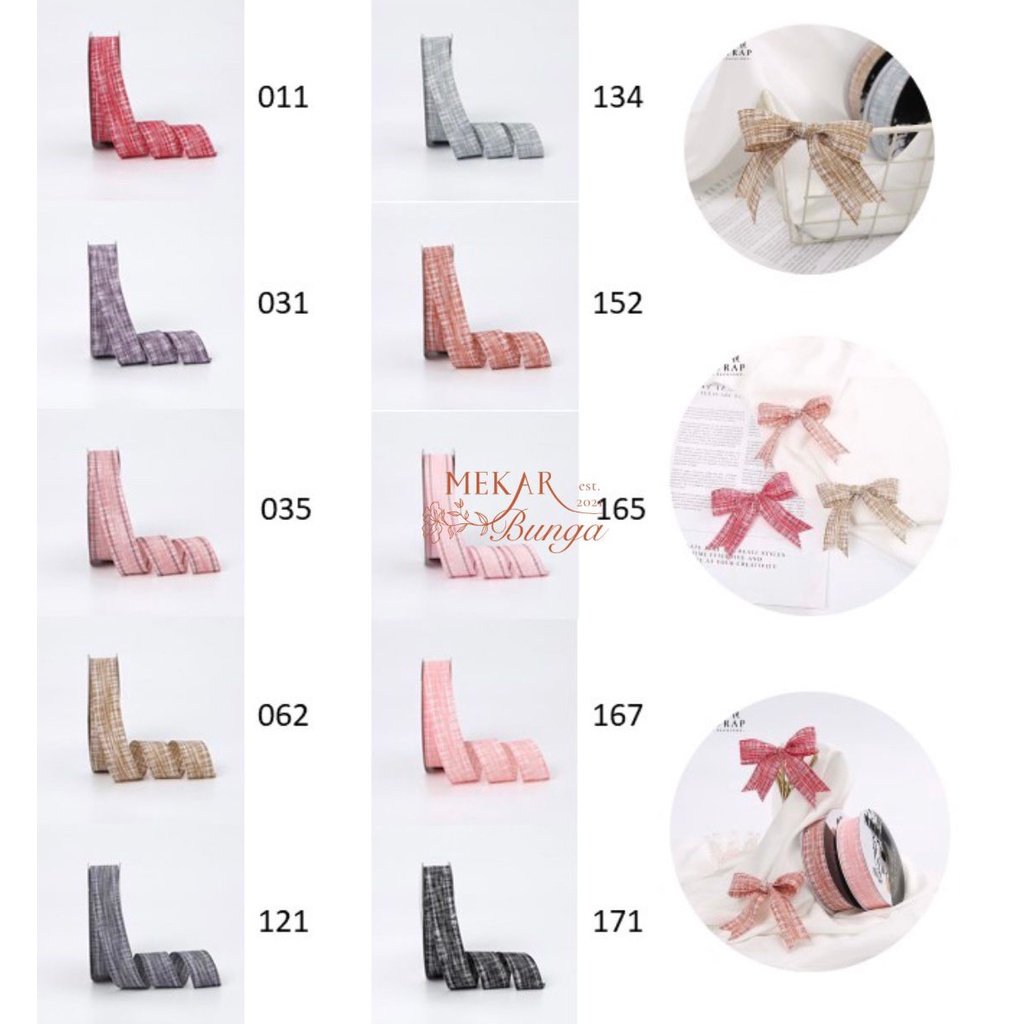 

(RB 6) - (1 meter) Pita Import Tweed Korean Ribbon 2,5 cm Dekor Bunga Pita Kado