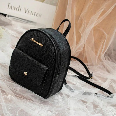 Tas Kulit Ransel Wanita Backpack Women - B3005 - Black