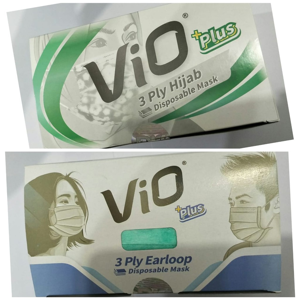 MASKER VIO PLUS 3 ply ISI 50 EARLOOP / HIJAB IJIN KEMENKES