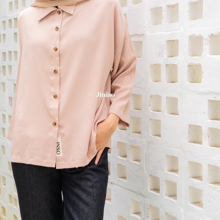 ۩ JINISO Oversize Kemeja Loose Lengan Panjang ➴