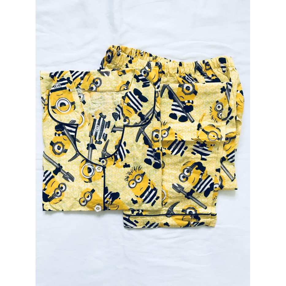 Promo Baju tidur piyama dewasa bear/minion celana panjang lengan pendek 248 Bagus