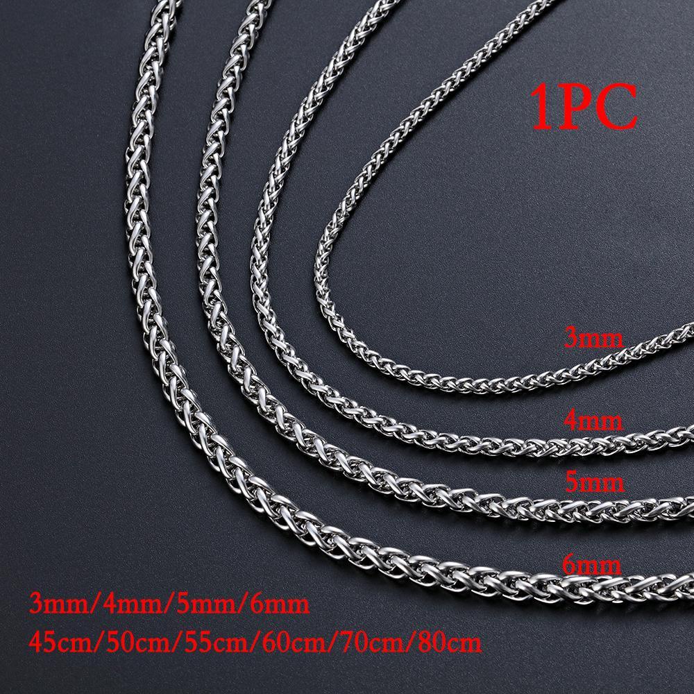 Suyo Dikepang Rantai Gandum3Per4 /5/6MM Warna Silver Keren Punk Gotik Link Berat