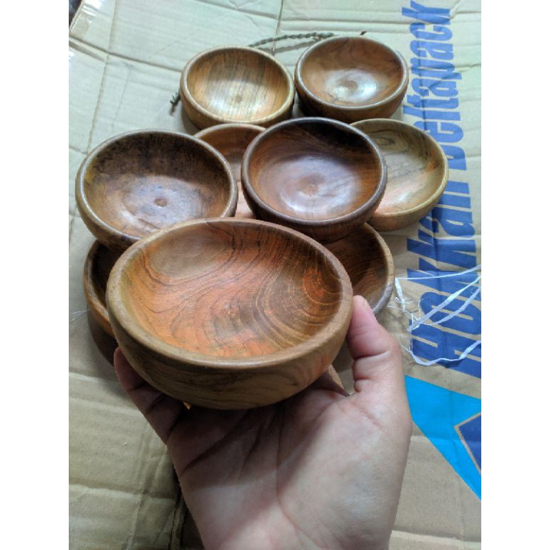 Cobek Kayu Jati D10 Cm/Tempat sambal Kayu Jati D10