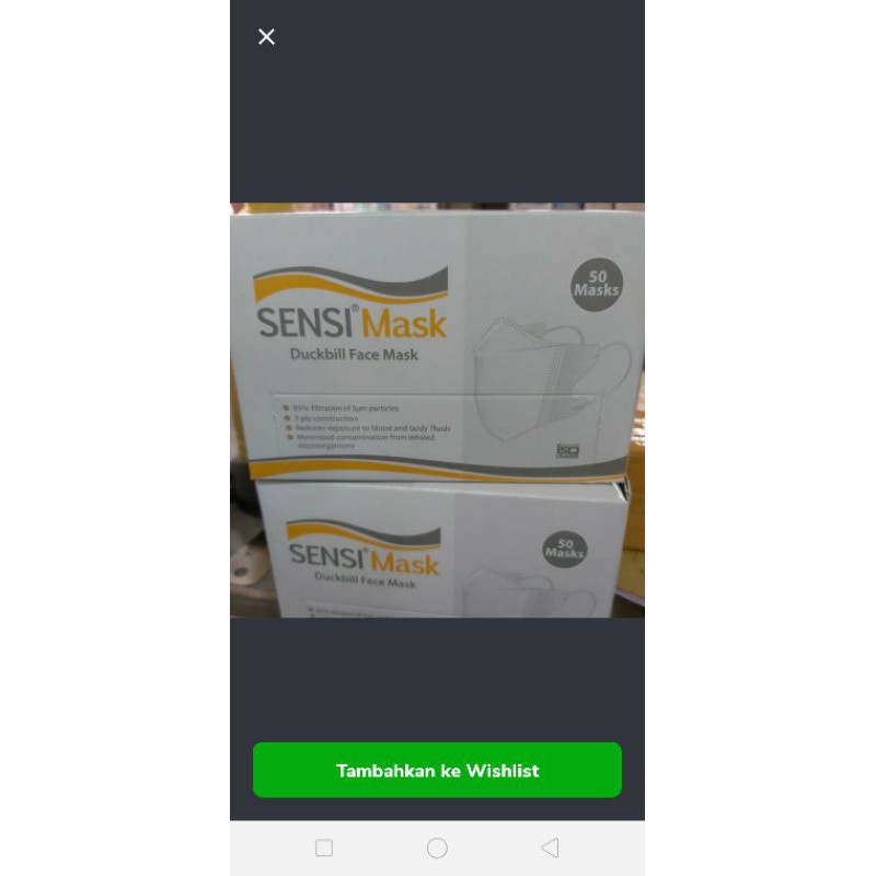 masker sensi duckbill isi 50 - sensi duckbill isi 50