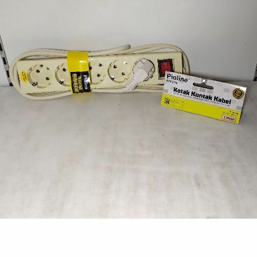 Stop Kontak Arde 5 Lubang Pioline Tambah Kabel 3 Meter Colokan Rol PEK-5510