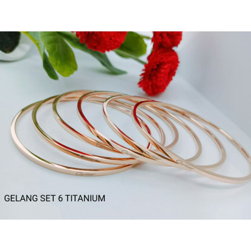 Fourfashion Gelang Keroncong Titanium Set Isi 6Pcs
