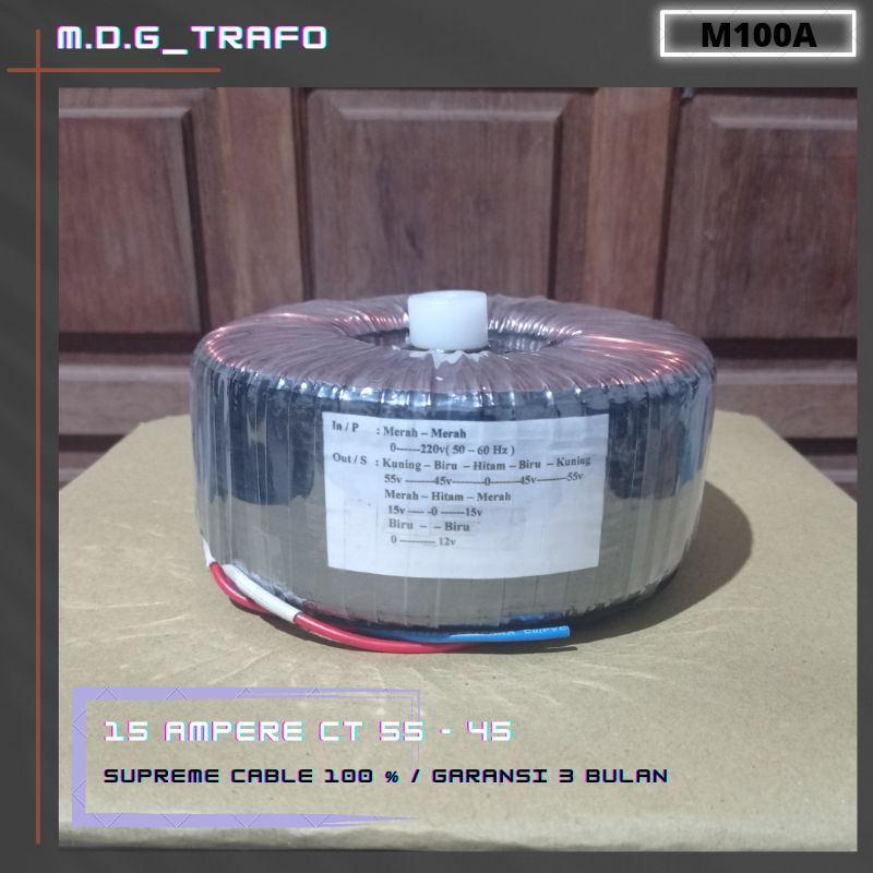 trafo toroid donat 15A CT 55v - 45v murni