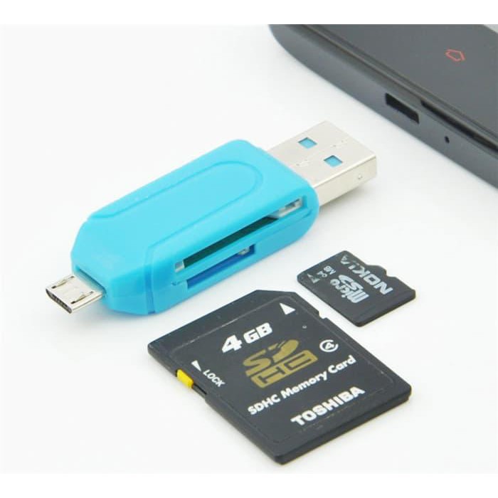 Card Reader OTG Multi 3 in 1 konektor ke memory tanpa kabel