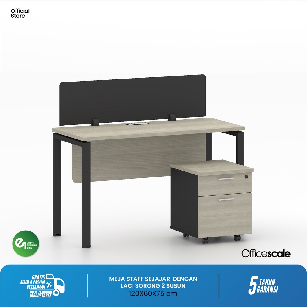 Jual Officescale Meja Kerja Kantor Sejajar 1 Orang + Pedestal | Shopee