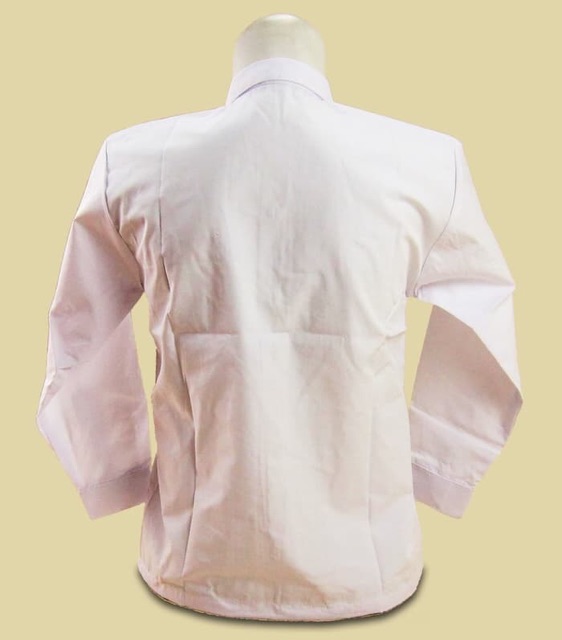 Seragam kemeja lengan panjang PUTIH Litton POLOS SD SMP SMA bahan adem / Hem sekolah putih