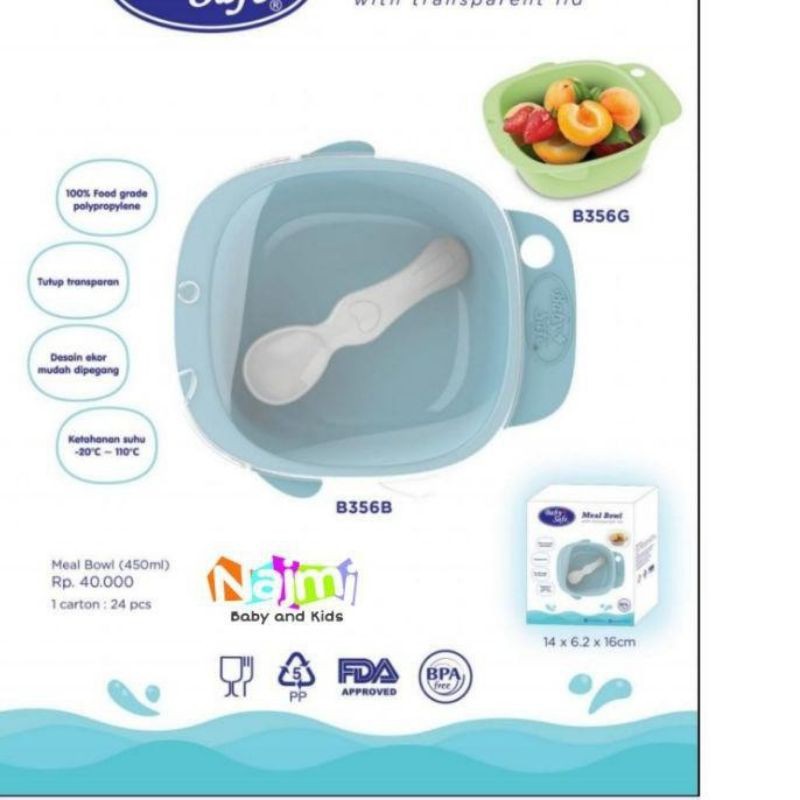 Baby Safe Feeding Set Mangkok Tempat Peralatan Makan MPASI Bayi Meal Bowl dengan Penutup + Sendok