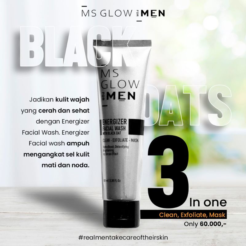 Ms Glow Men Facial Wash / Sabun Wajah Ms Glow Men / Energizer Facial Wash Ms Glow Men