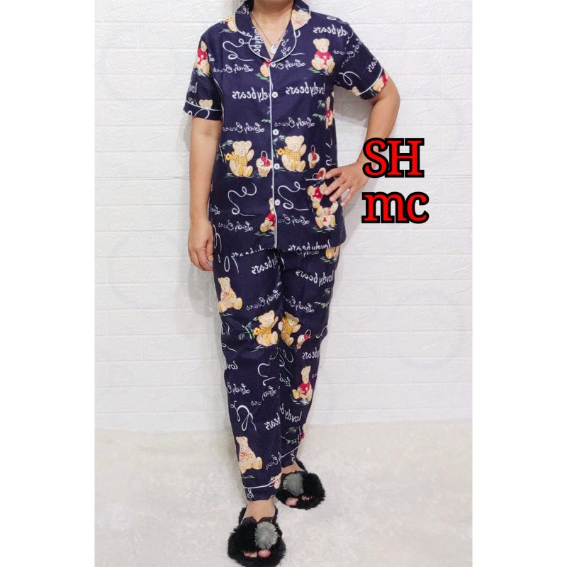 Baju Tidur Piyama Wanita Motif Bear Pajamas Katun  / Baju Tidur setelan Wanita Katun CP Terbaru Bigsize Kekiniaan