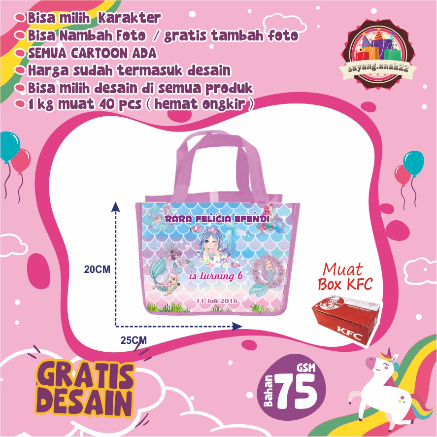 

TAS-ULTAH- ARIEL MERMAID LAND KFC-TERLARIS-TAS-ULANG-TAHUN-TAS ULTAH MURAH