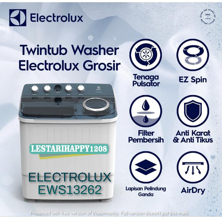 MESIN CUCI ELECTROLUX 2 TABUNG 12 KG EWS13262 GARANSI RESMI KHUSUS JAWA BARAT MURAH