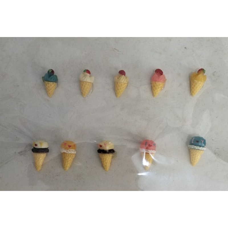 10pcs Cute Ice Cream Simulation Resin Flatback Cabochon Phone Case Decoration Hair Accessories Diy