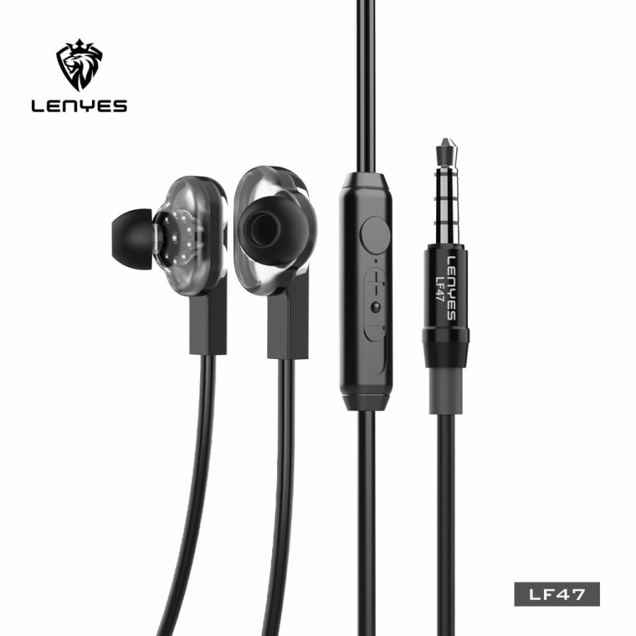 Headset Lenyes LF47 Stereo Wired Earphones Jack 3.5 mm Volume Mic Original