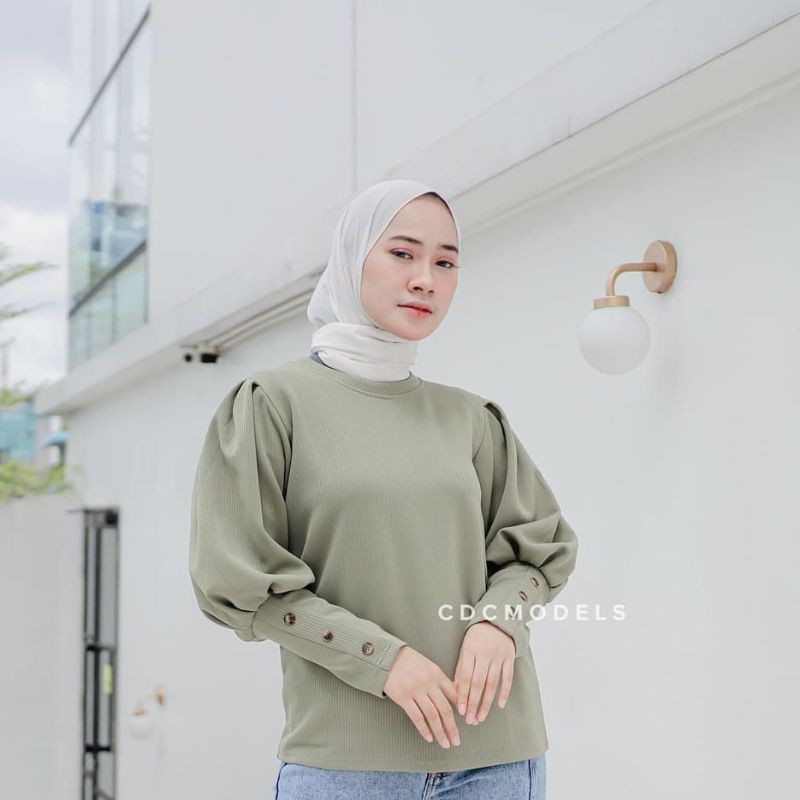 Murah Kemeja Wanita Cewek Warna Putih Polos Atasan Lengan Panjang Kerja Modern Size M L XL Jumbo