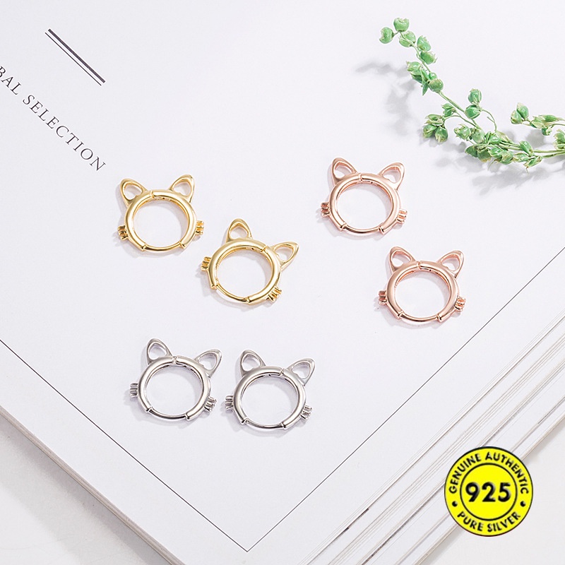 Anting Tusuk Gantung Desain Kucing Hollow Gaya Jepang Untuk Wanita