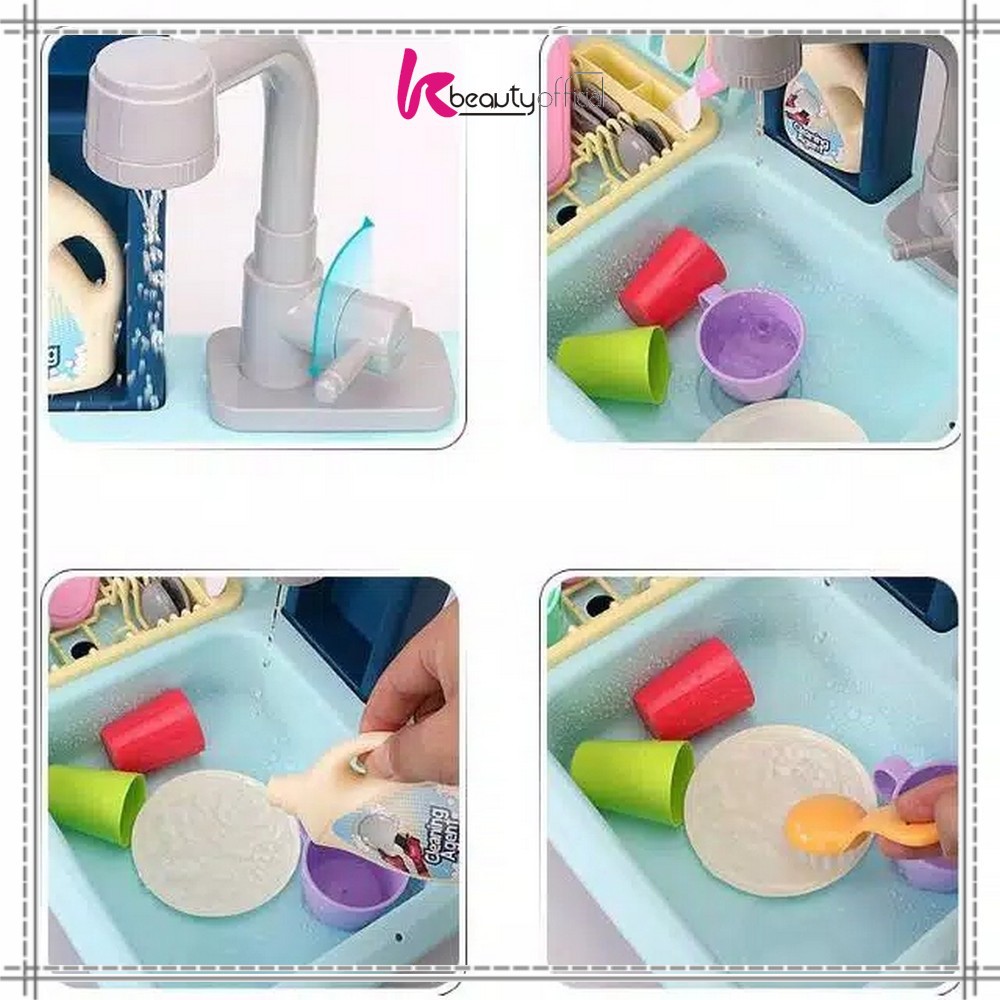KB-M31 M109 Mainan Anak Kitchen Sink Tempat Cuci Piring Set Mainan Kran Air Wastafel BISA KELUAR AIR-8