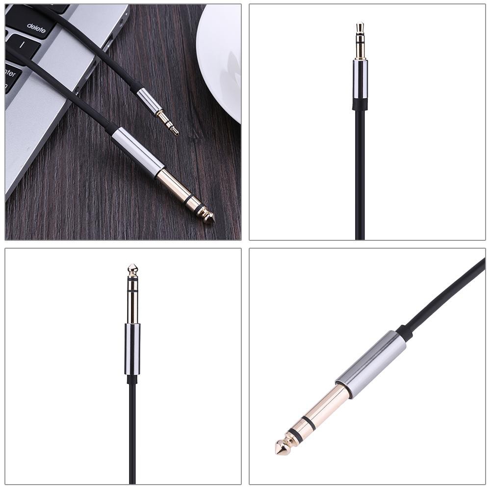 Kabel Audio Jack Mic 6.35mm Male Mono ke Aux 3.5mm Stereo