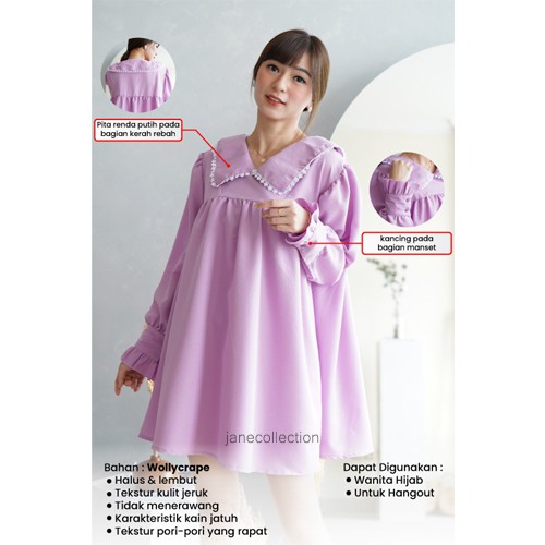 JANE COLLECTION || Baju Hamil Maternity Dress Lengan Balon Hijabers Muslim Mini Dress Hyuna