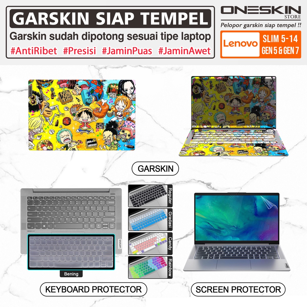 Garskin Sticker Laptop Pelindung Screen Keyboard Protector Lenovo IdeaPad Slim 5 5i 14 14ARE05 14ALC05 14IIL05 14ITL05 Full Body Silikon Bening Glossy