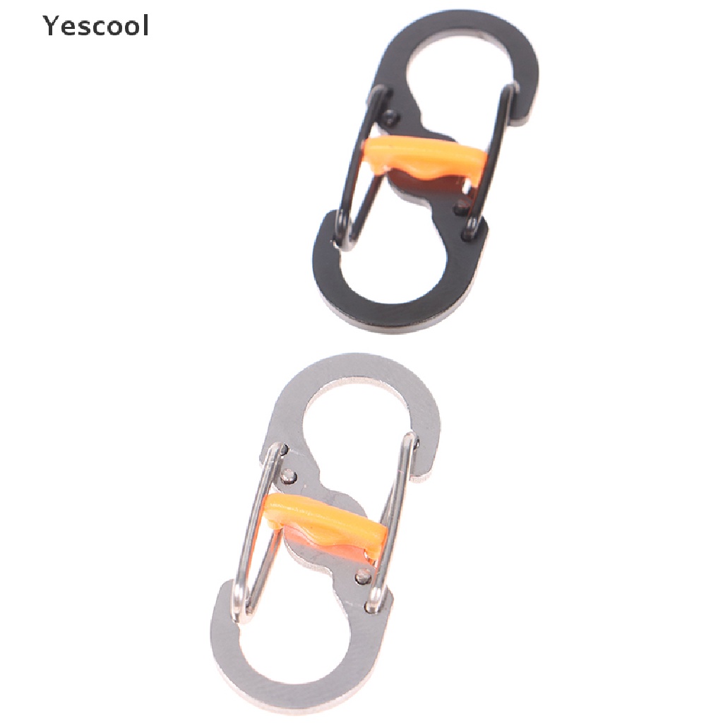 Yescool Outdoor Camping Carabiner Keychain with Lock 8 Shaped S Buckle Climbing Clip .