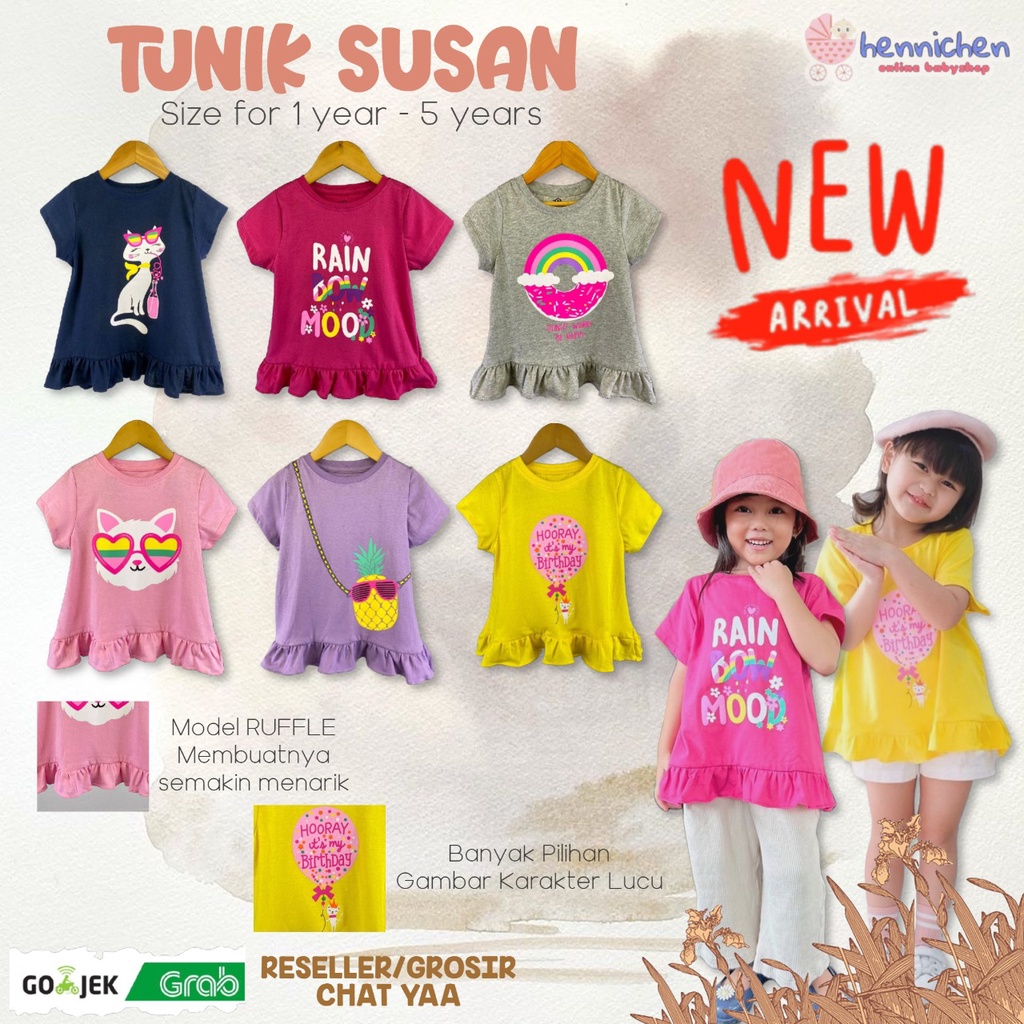 PROMO 7.7 Tunik Anak Smilee Susan Banyak Warna 1 - 5 Tahun Tunik Anak Atasan Ruffle Anak Bayi Lucu BAJU LEBARAN ANAK