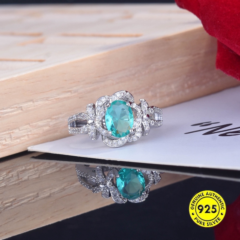 Cincin Model Terbuka Desain Bunga Mawar Hias Permata Warna Warni Adjustable Untuk Wanita