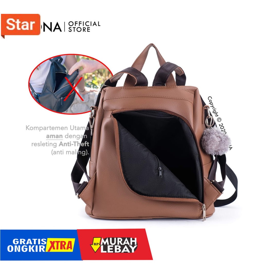 model tas wanita terbaru 2021- VONA  Tas Ransel Cewek Korea Multifungsi 3 In 1  - Scarlett