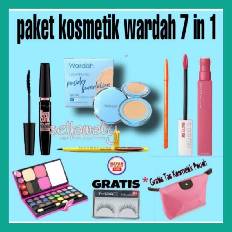 Paket Kosmetik Wardah Lengkap 7 in 1 Paket Make Up wardah Hemat Murah Kos Metik Wardah Mek Up