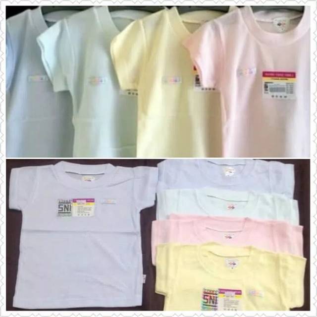 Short Tee Libby Atasan Baju Kaos Oblong Pendek Rib Tipis Polos Warna Putih Anak Bayi BACA KETERANGAN-1