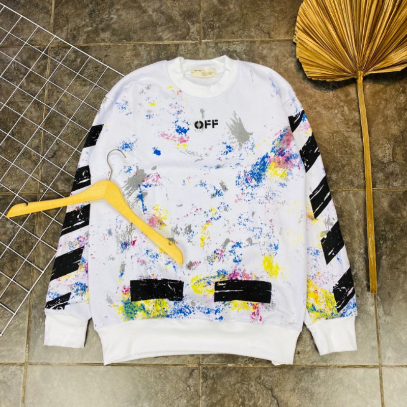 SWEATER CREWNECK OFF WHITE GALAXY PREMIUM MIRROR FULL TAG
