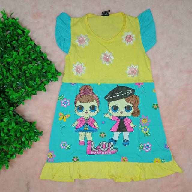 Ss#295 Dress Anak Perempuan Size 1-3tahun / Daster Anak Gambar Lol / Pakaian Anak Perempuan