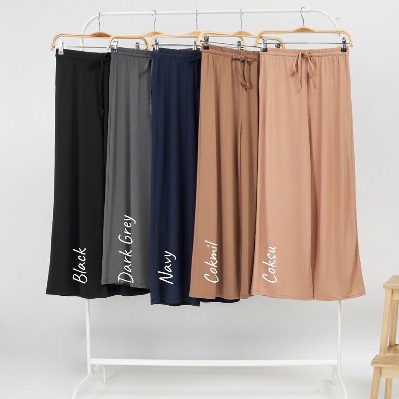 CELANA KULOT PANJANG POLOS WANITA KULOT HIGHWAIST BAHAN SPANDEK MODEL KEKINIAN FASHION BAWAHAN MUSLIM WANITA TERBARU OOTD KOREA KOREAN STYLE MURAH TERLARIS VARIASI TALI DEPAN YUNA CULLOTE BASIC PANTS POLOS LP 100 CM-8