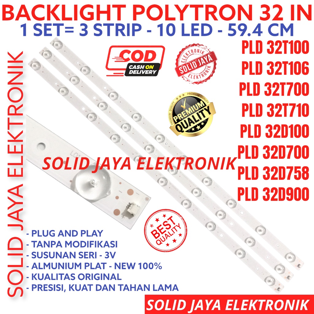 BACKLIGHT TV LED POLYTRON 32 INC PLD 32T100 32T106 32T700 32T710 32D100 32D700 32D758 32D900 LAMPU BL 10K 3V PLD-32T100 PLD-32T106 PLD-32T700 PLD-32T710 PLD-32D100 PLD-32D700 PLD32D758 PLD32D900 PLD32T100 PLD32T106 PLD32T700 PLD32T710 PLD32D100 10 KANCING