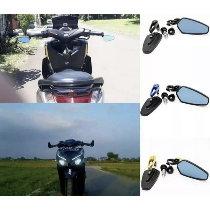 PROMO SPION JALU BAR END OVAL KACA BIRU GOLD RED BLUE SILVER BLACK UNIVERSAL SEMUA JENIS MOTOR