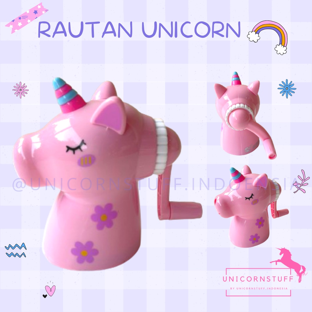 Rautan Putar Duduk Pensil Unicorn Lucu Anak Sekolah Alat Tulis Kado Perempuan Cewek