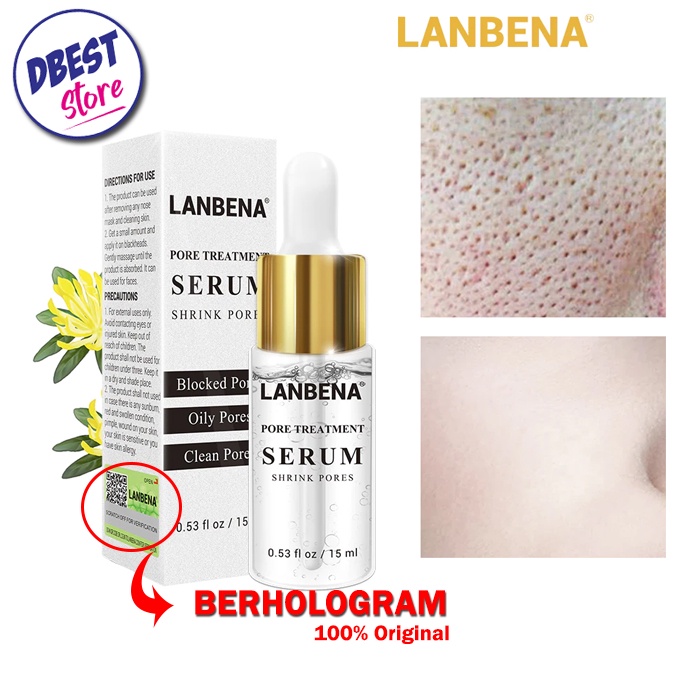 COD/BAYAR DITEMPAT -/ Lanbena Pore Treatment Serum Shrink Pores / Serum Pengencang Melembabkan Memperbaiki Halus Perawatan Kulit Wajah - 15mL