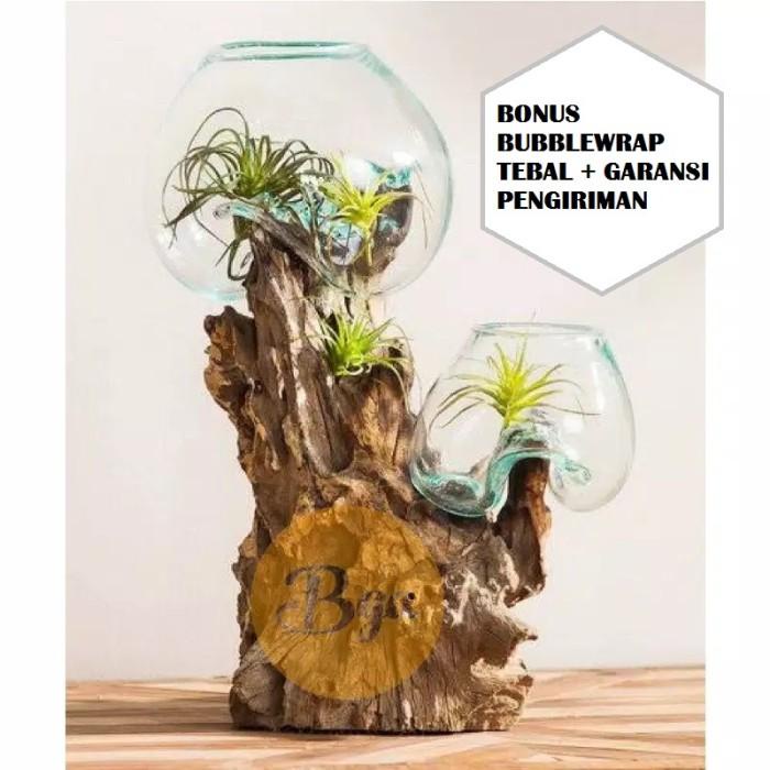 Kkoch | Double Pot Kaca Tiup Vas Bunga Kaca Aquascape Aquarium Cupang Super Murah
