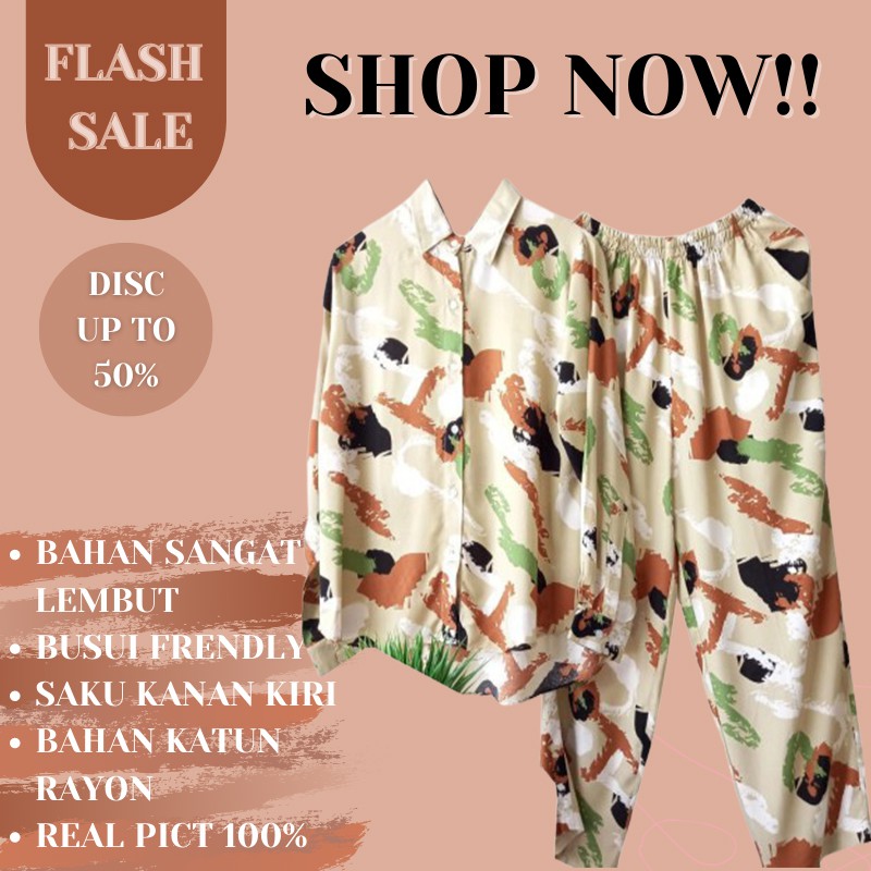 KEMEJA FASHION WANITA RAYON SET PIYAMA TIE DYE N8