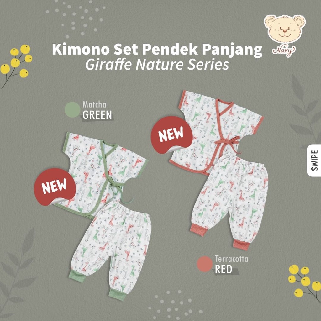 Nary Kimono Nature Motif Pendek Mix Celana Panjang - Setelan Baju Bayi SNI