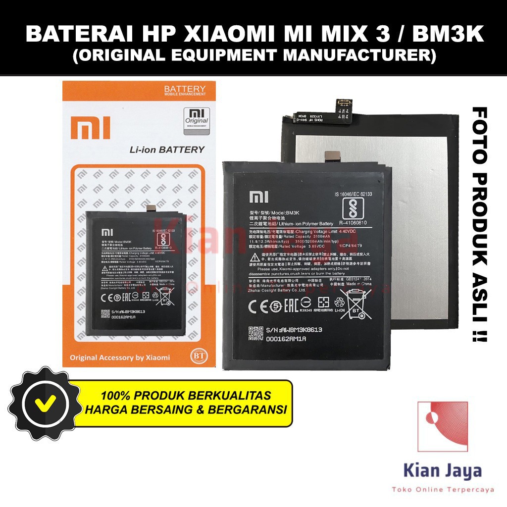 Baterai Xiaomi Mi Mix 3 BM3K Original OEM Batre Batrai Battery Hp Xiao Mi BM 3K Ori