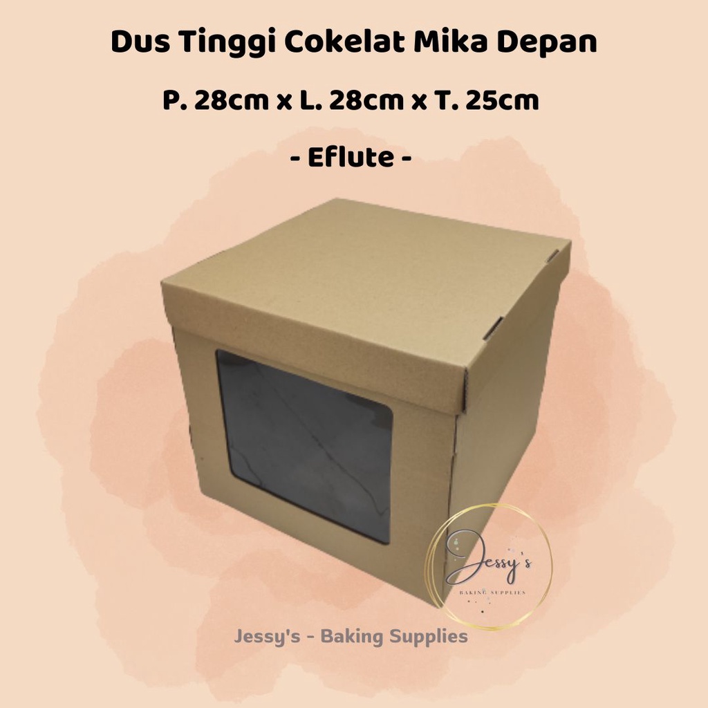 

Dus Box Kotak Kue Cake Tinggi Eflute 28 x 28 x 25 Cokelat