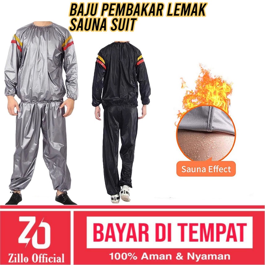 ZILLO Baju Sauna Set Olahraga Mantel Sauna Suit Pakaian Olahraga Pembakar Lemak Ukuran Jumbo Big Size