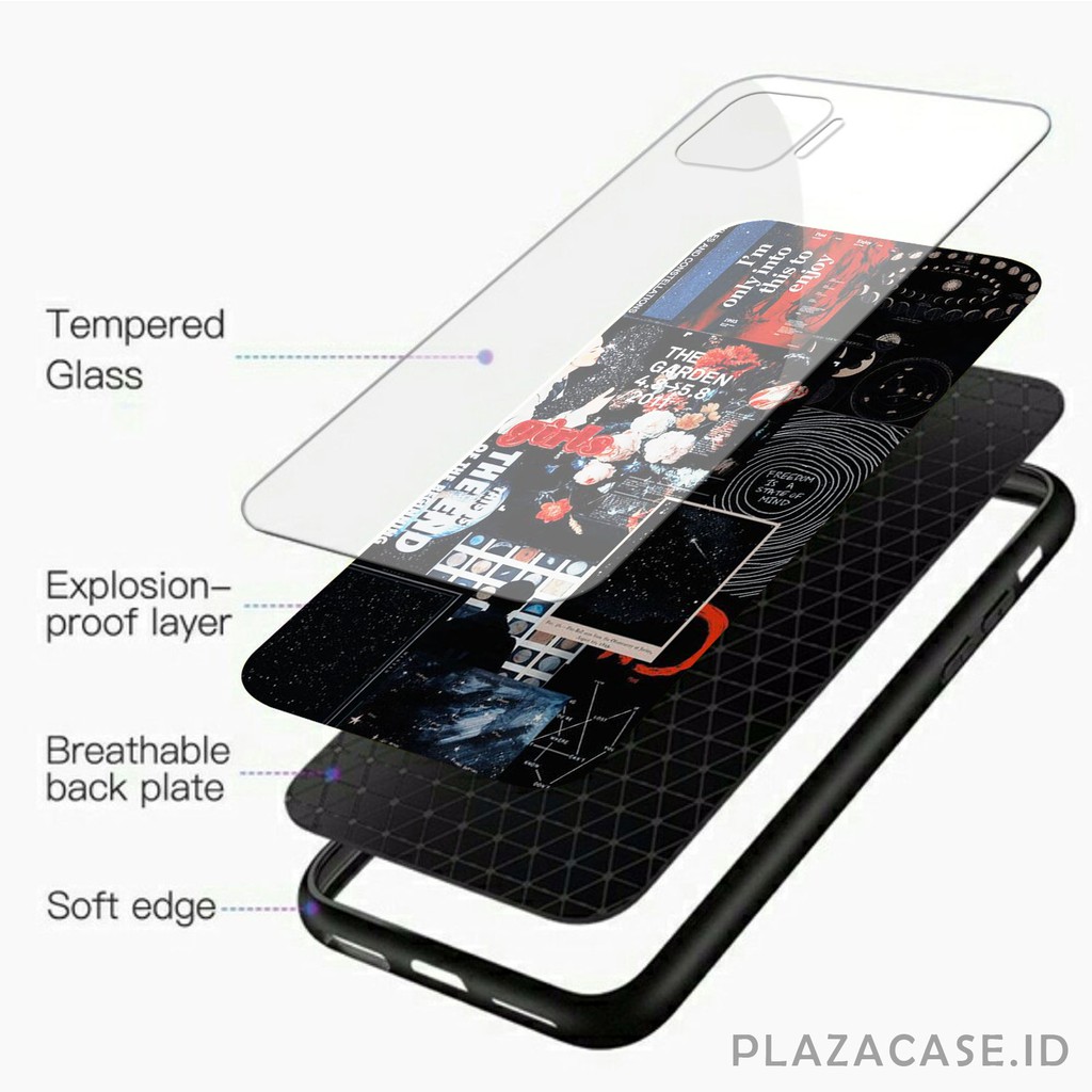 Softcase Glass Black [K66] for RENO 4F V20 V20 SE REDMI 9C A53 C17 RENO 4 REALME 7i Y30 Y50 A31 A73