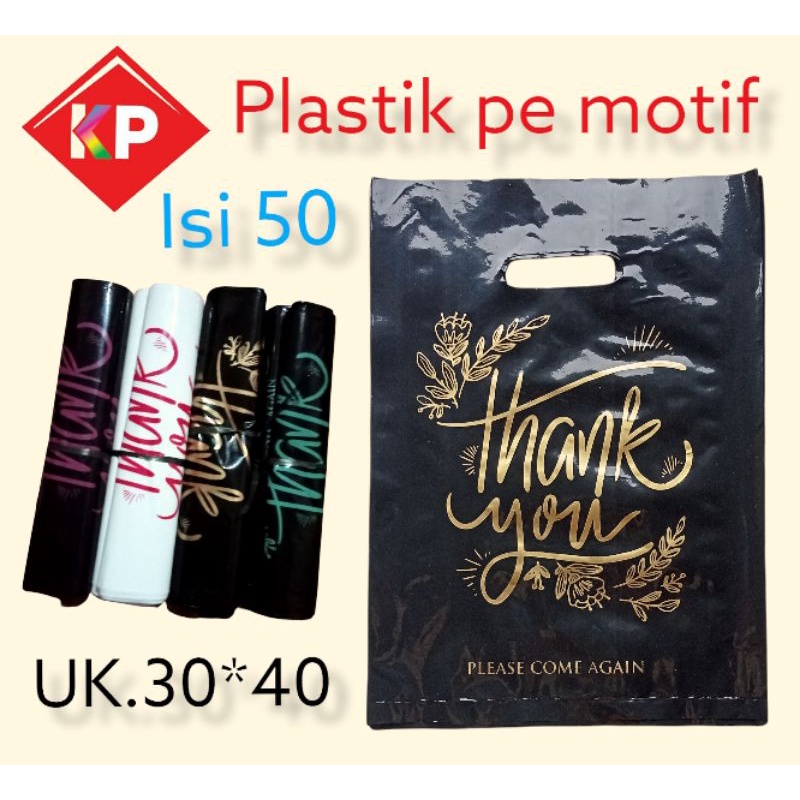 kantong plastikpemotifthankyouuk30x40(isi50)kantongtokopakaiankantongolshop